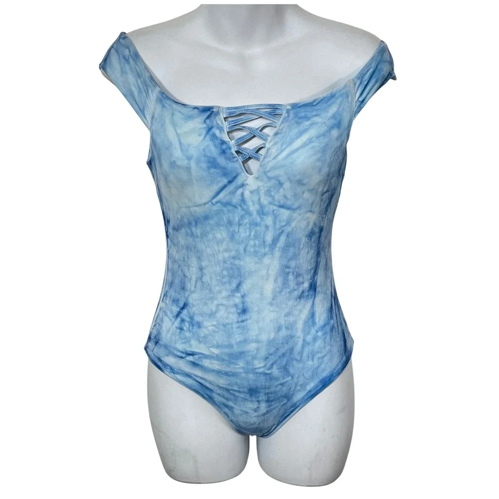 Frankie's Bikinis Brooklyn Tie Dye Off Shoulder One Piece Swimsuit Size‎ XS